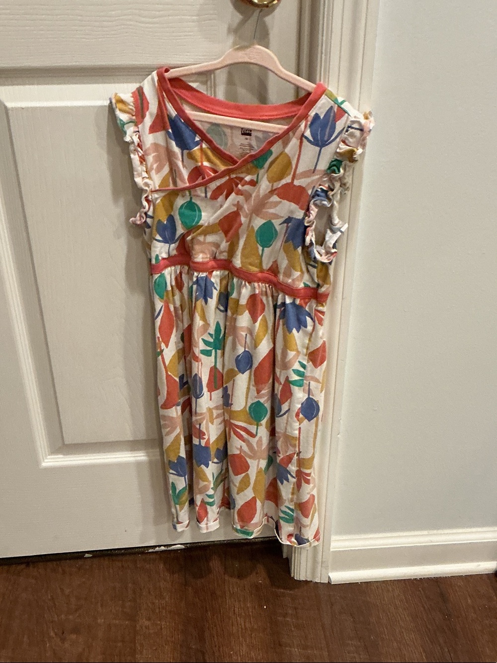 Tea Collection Coral-Trim Multicolor Floral Dress